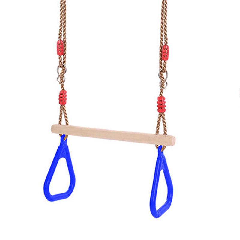 Children's Outdoor/Indoor Monkey Bar Swing with Plastic Rings and Wooden Bar
