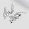 Simple Alloy Long Wing Stud Temperament Feather Earrings Silver Wings Shape Elf Ear Cuff Earrings Jewelry Accessories Gifts