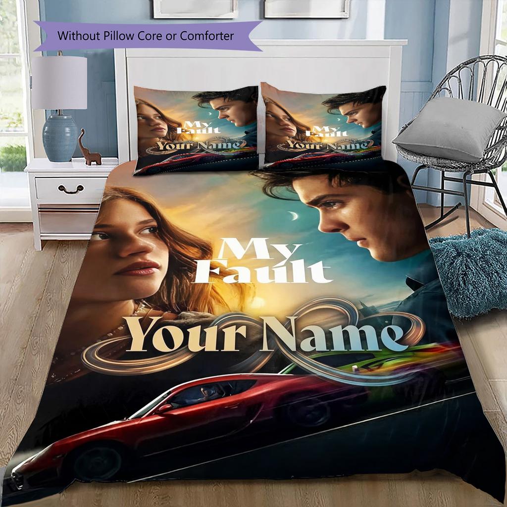 Culpa Mia Custom Name Pattern Bedding Quilt Set Quilt Cover Pillowcase Home Birthday Gift(1 * duvet cover + 2 * pillowcase, without core)