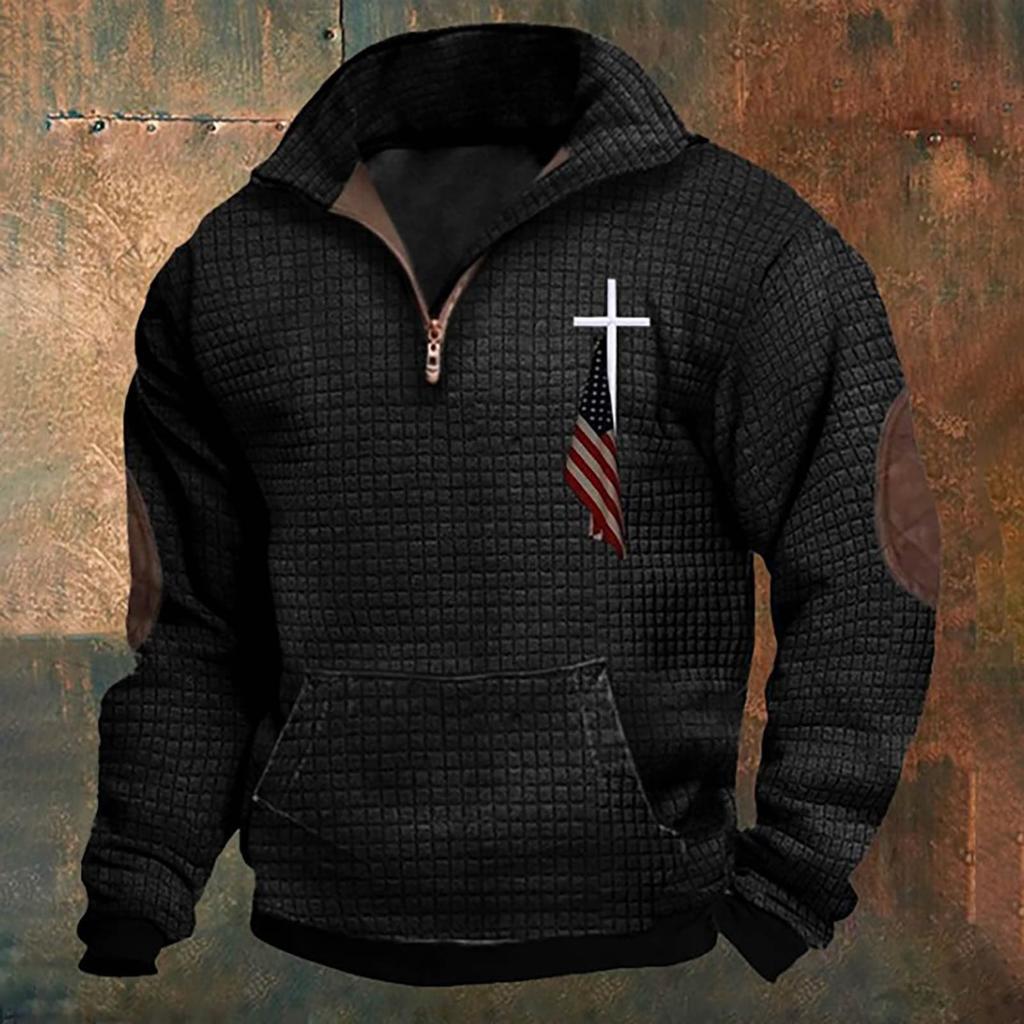 Herren Fleece Hoodie Lässig Langarm 1/4 Reißverschluss Pullover Sweatshirts