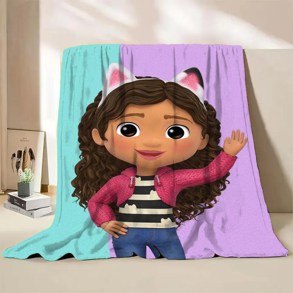 Gabbys Dollhouse Flannel Fluffy Fleece Blanket for Home Bedroom Bed Sofa Office Children Cover Adult Soft Blanket Kids Cute Gift