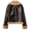Women's Length Down Padded Leather Jacket Long Quilted Jacket With Removable Fur-Collar