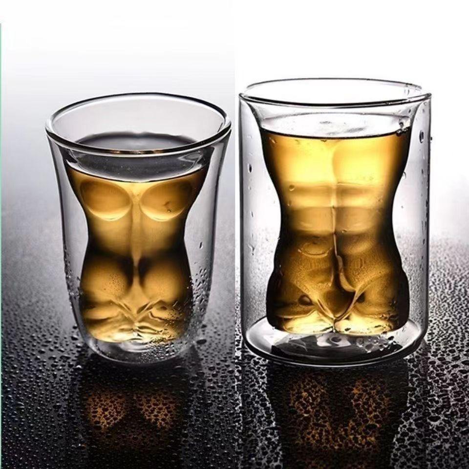 Beauty Double Insulated Glass Cup - Sexy Design for Whiskey Beer - Ladies & Men's Style