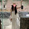 Elegant White Women's Summer 2026 Fashion: Ruffled Camisole & Wide-Leg Pants Skirt Set