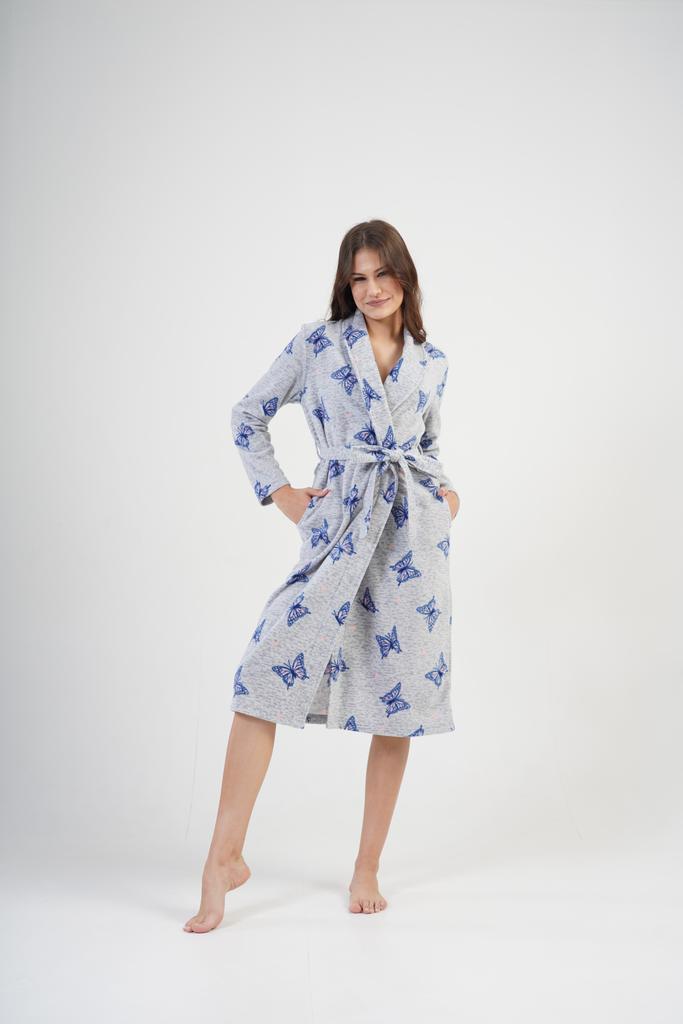 Women's Fleece Robe Tied L Vienetta Warm Comfortable With Butterflies