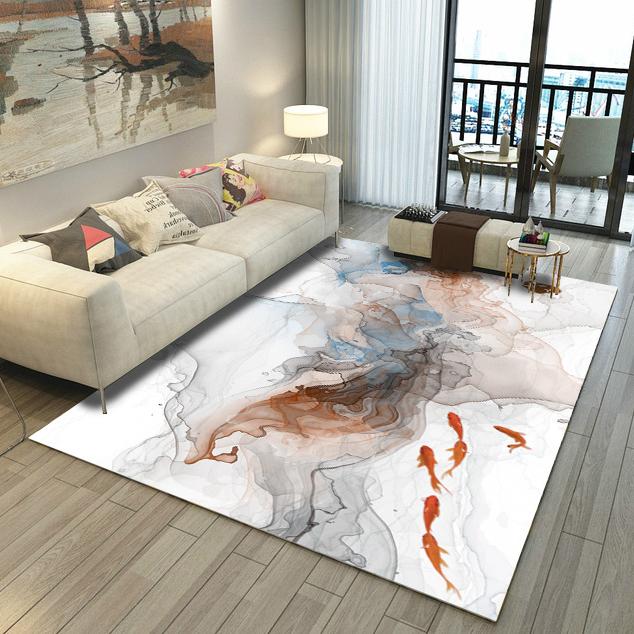 Crystal Velvet Persian Carpet Living Room Sofa Tea Table Non-slip Waterproof Floor Mat Bedroom Decoration
