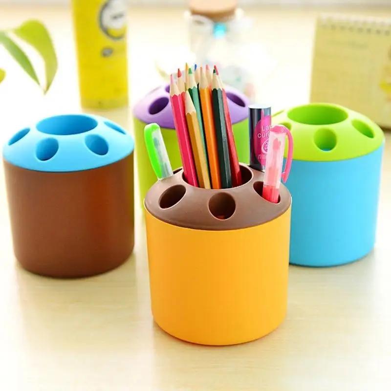 Creative candy-colored porous toothpaste, toothbrush holder Desktop Multifunction pen holder Shelves