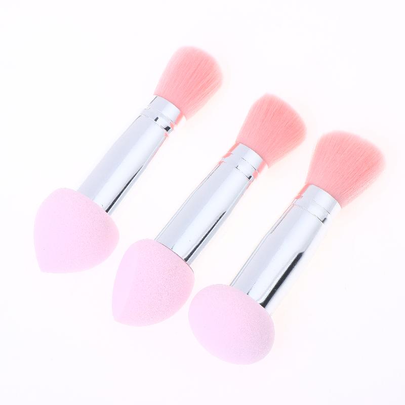 3 Pcs 2 In1 Double-Head Sponge Head Mini Portable Makeup Brush Fluffy Blush Brush Ladies Beauty Tool