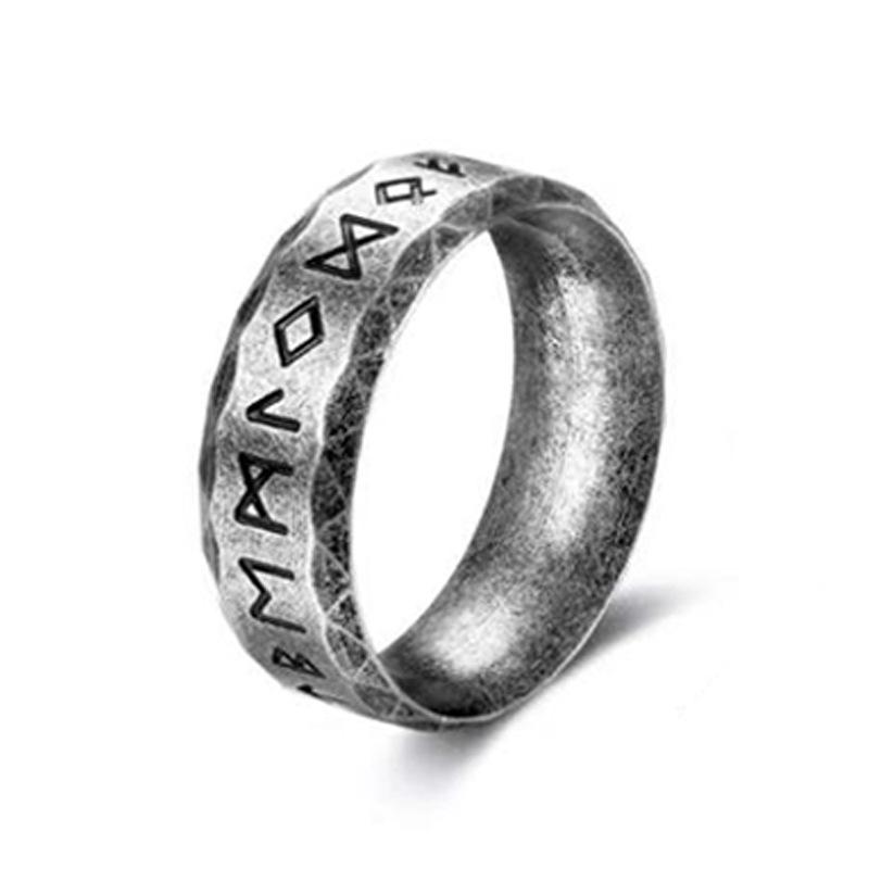 Fashionable and Simple Men's and Women's Retro Men's Hand Nordic Viking Text Ring