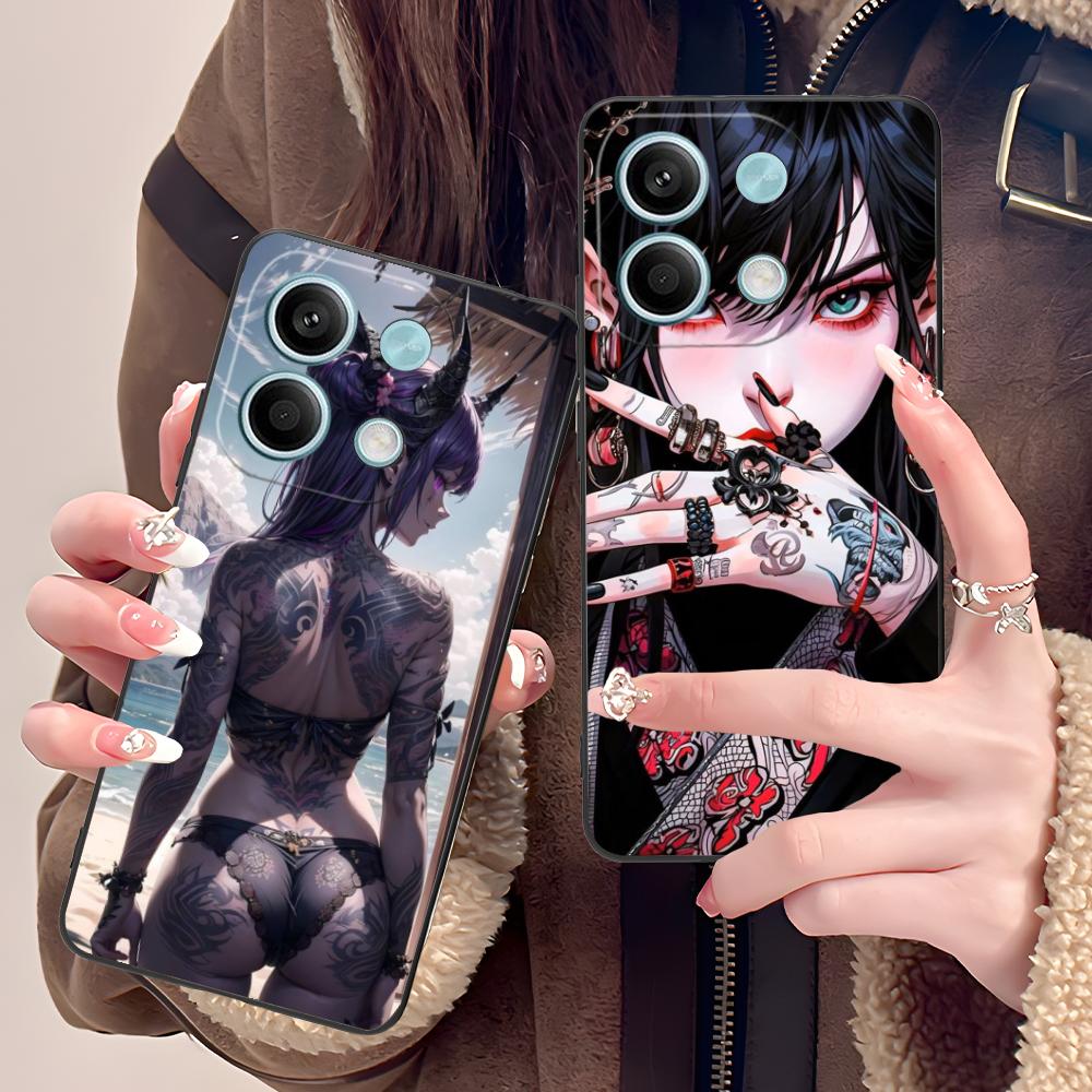 Fashion Tattoo Girl Mobile Phone Case for POCO M7 M6 M5 M4 M3 X7 X6 X5 X4 X3 Pro GT 5G Colorful Printing Cover Pretty Cover