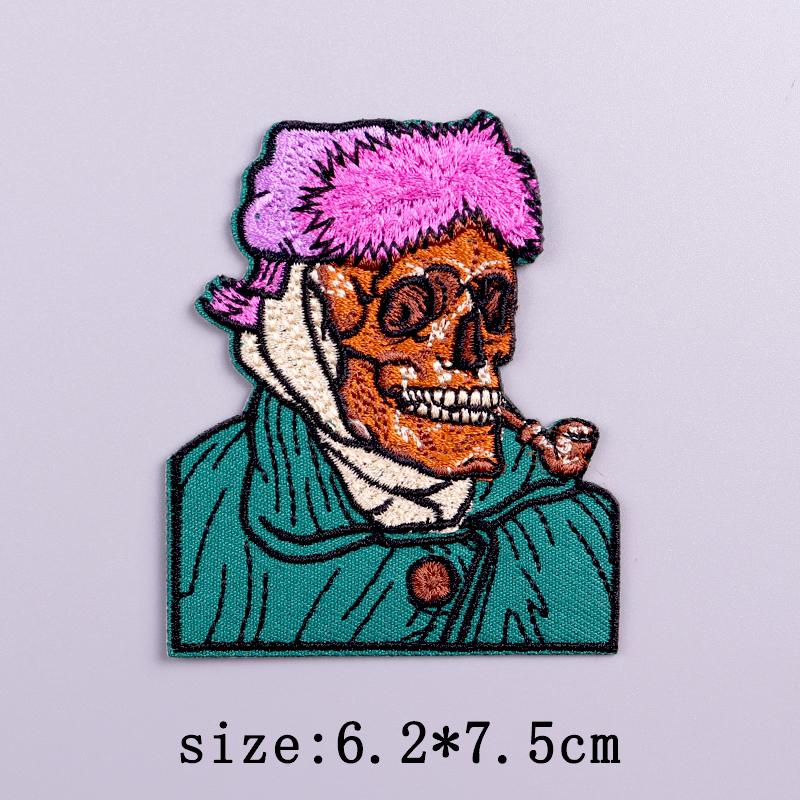 Punk Embroidery Patch Iron-On Patches For Clothing Thermoadhesive Patches On Clothes Letters Flame Embroidered Patch For Clothes