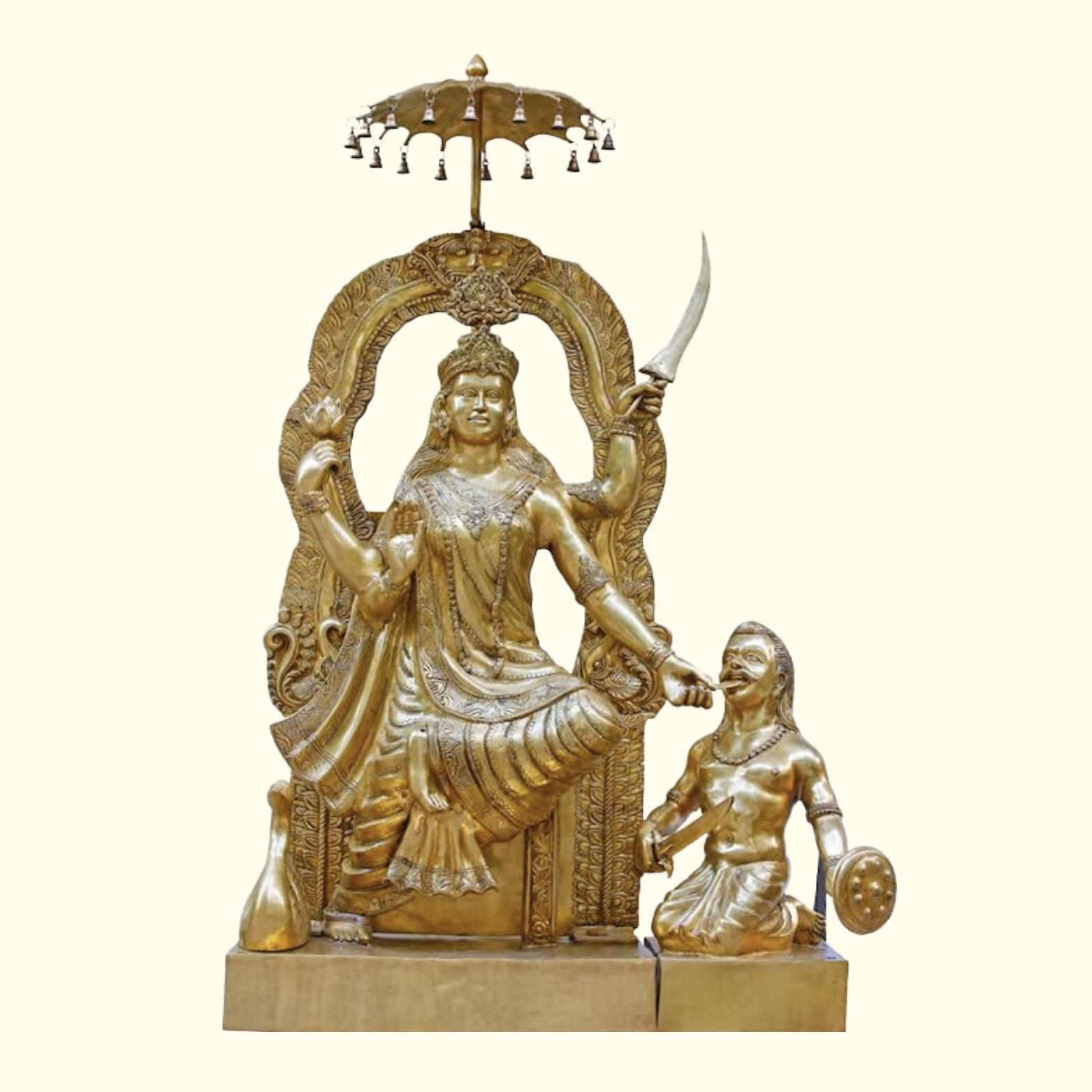 

Pure Brass Made Mata Bagalamukhi Decorative Puja Idol For Home, Temple - 16 Cm