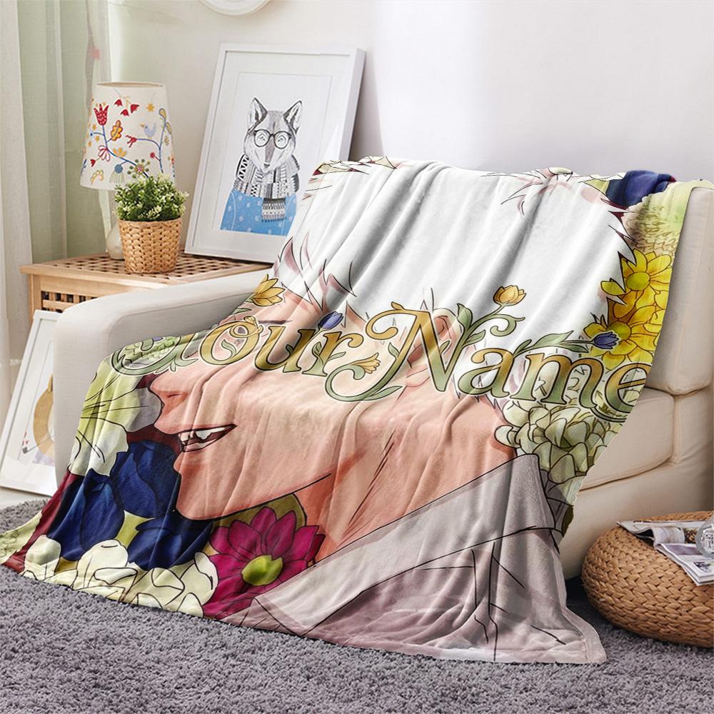 1PC Flame Friendship Custom Name Patterned Flannel Blanket Suitable For All Seasons For Home Decor Warmth And Comfort Gifts Holiday Present