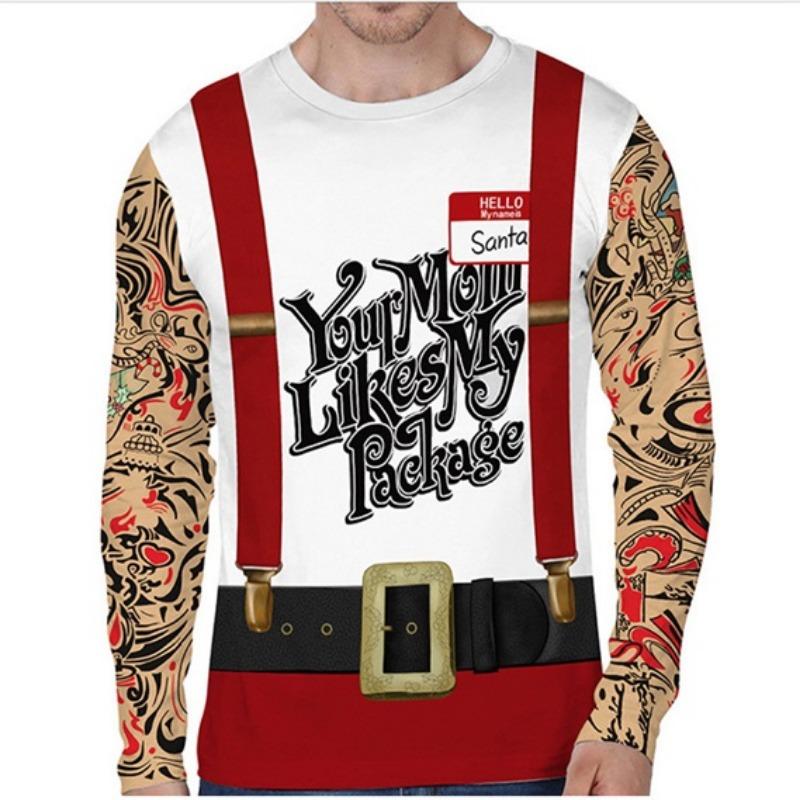 3D Print Christmas Funny Ugly Long Sleeve Tshirt For Men Women Novelty Casual Oversized Tee Shirts Top Clothes Mens In Shirt