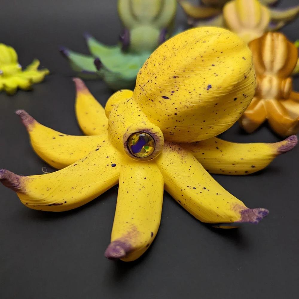 

Банановый осьминог с большими глазами, креативный домашний декор, мультяшный орнамент из смолы, пасторальное украшение, забавный подарок для друзей, семьи жёлтый