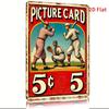 New York Baseball Tin Sign - Rustic Metal Wall Art with Players, Bats & 5¢ Picture Card Design - Retro Sports Decor for Home,