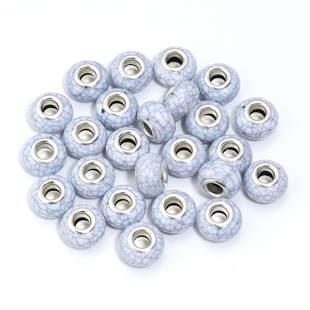 20pcs/lot Resin Beads 14mm Colorful Turquoise Lines Large Hole Spacer Beads For Jewelry Making DIY Necklace Bracelet Accessories