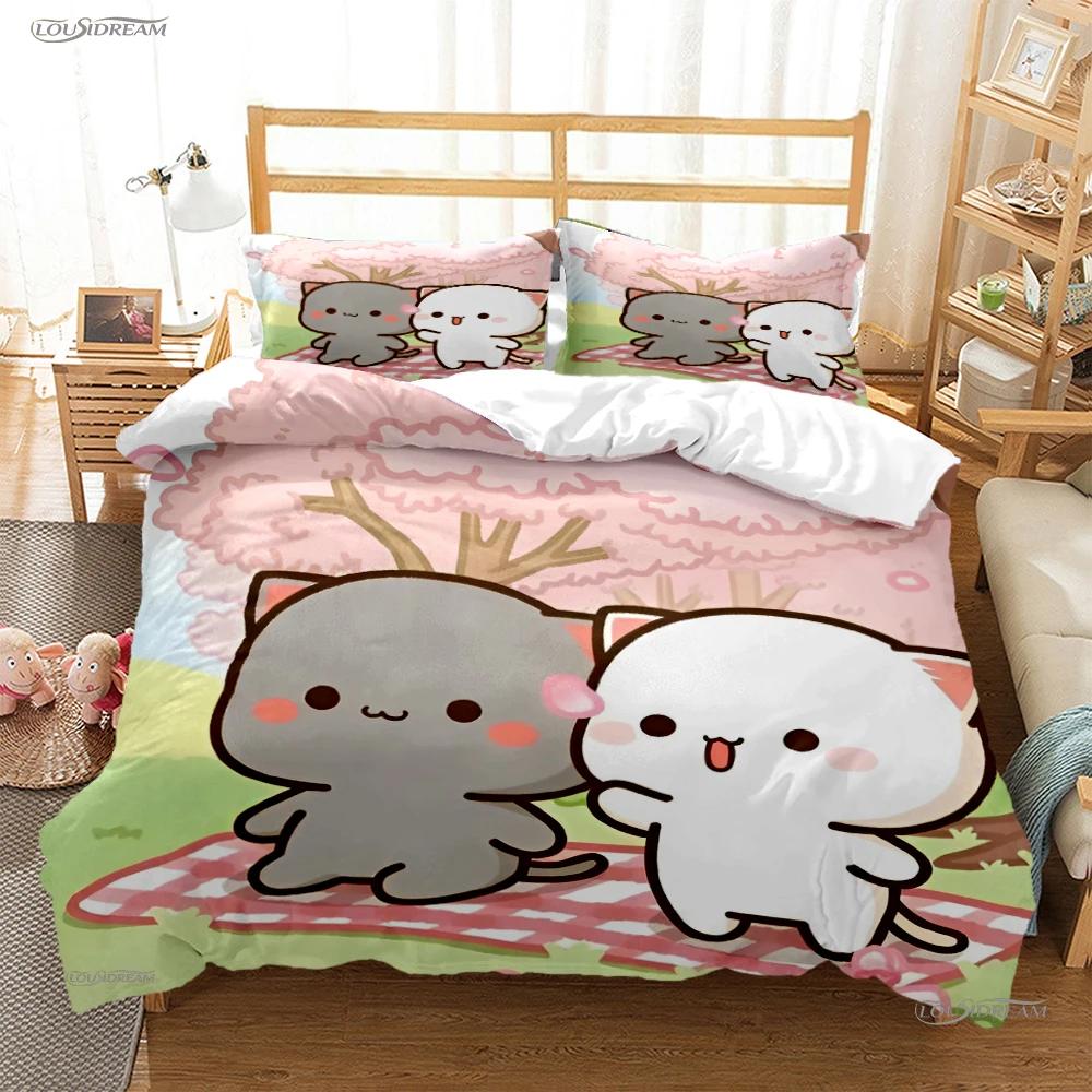 Drăguț Bubu Dudu Husă de pilota cu urs panda din desene animate Seturi de lenjerie de pat kawaii Husă de pilota moale și fețe de pernă Single/Dublu/Queen/King Copii