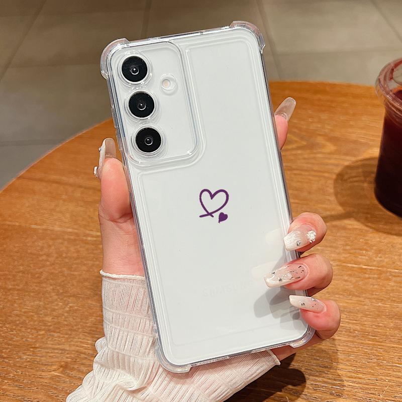 Love Heart Pattern Clear Shockproof Cover For Samsung S25 Edge S24 FE S23 Ultra S22 A56 A36 A16 A55 A35 Soft Silicone Slim Phone Case Shell