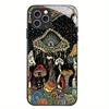 Psychedelic Eyes Black Tempered Glass Phone Case For iPhone 17 16 15 14 13 12 11 Pro Max Plus Soft Silicone Bumper Back Cover
