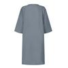 Women'S Retro Solid Color V-Neck Mid-Sleeve Tunic Dress - Easy-Care Knee-Length All-Season Comfort Non-Stretch