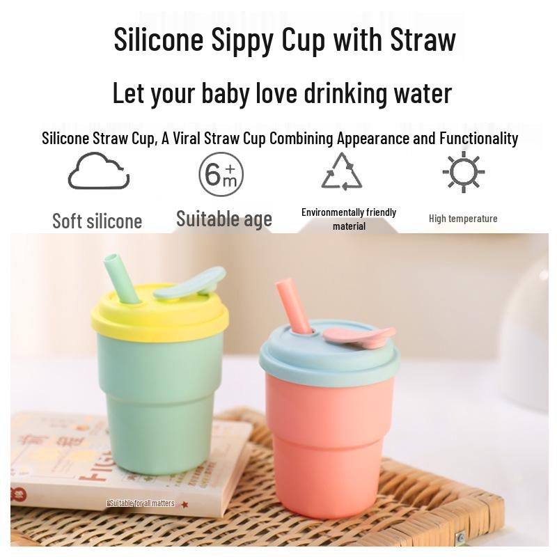 Korean Style Silicone Straw Cup: Drop & Heat Resistant Baby Training Cup