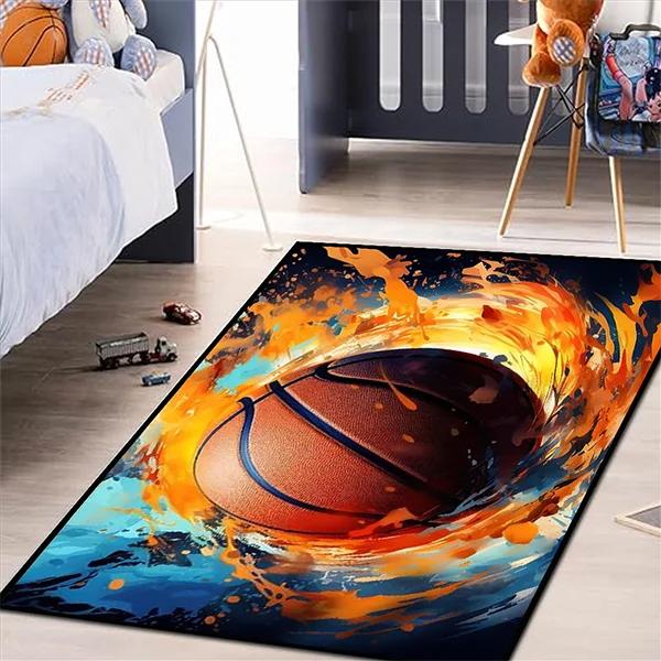 Creative Sports Area Rug Healthy ExerciseTeen Fantastic Basketball Enthusiast Carpet for Home Decor Kid Room ,Etc.