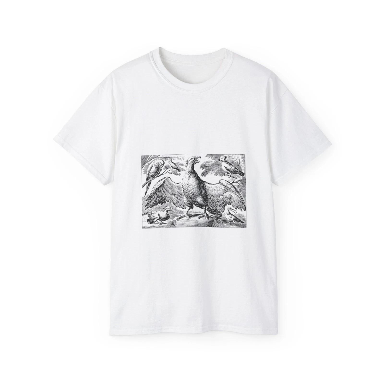 Birds Forest Line Art Eagle Vintage Retro | Custom Graphic T-Shirt 2XL