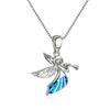 Fashion Gold Color Blue Simulated Opal Dragonfly Pendant Necklace For Women Inlay Crystal Necklace Wedding Jewelry Gift for Her
