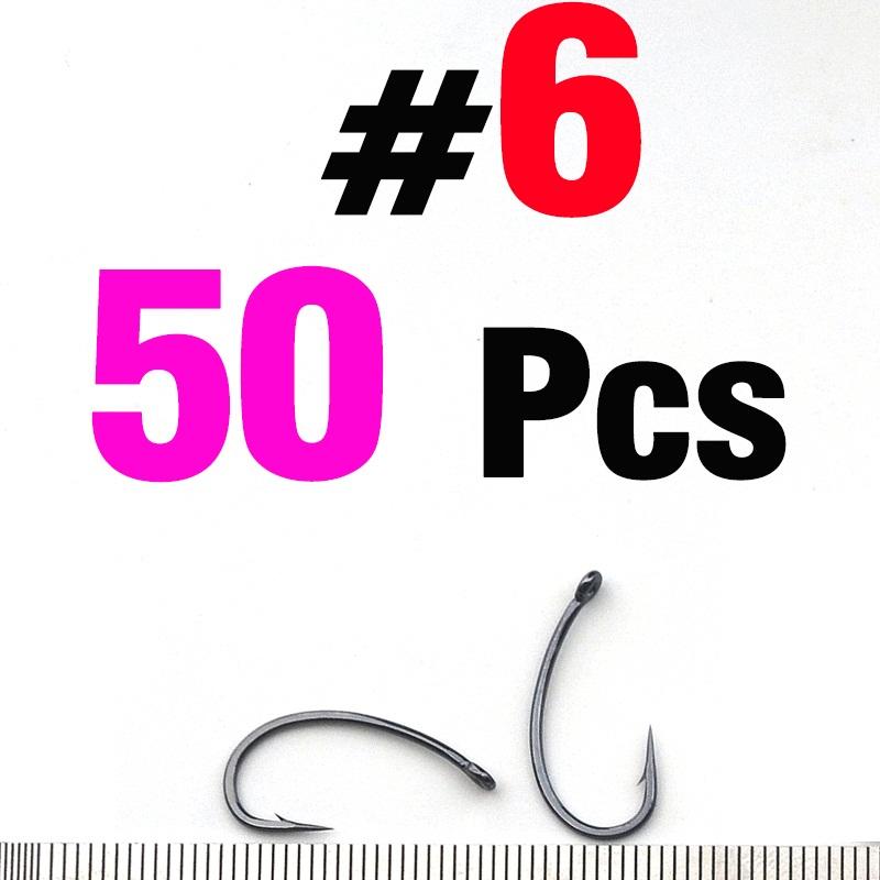MNFT 50Pcs Fly Tying Hooks Carp Fishing Trout Hook Barb Curved Shank Dry Fly Hook for Freshwater Saltwater