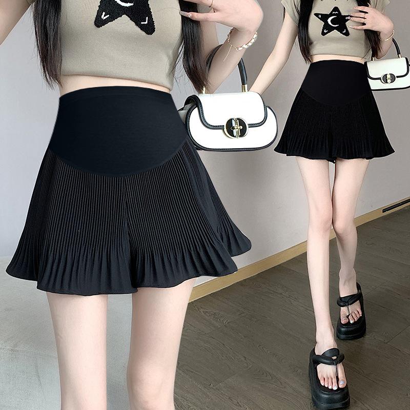 2026 Summer Ice Silk Chiffon Pleated Maternity Skort with Belly Support XL