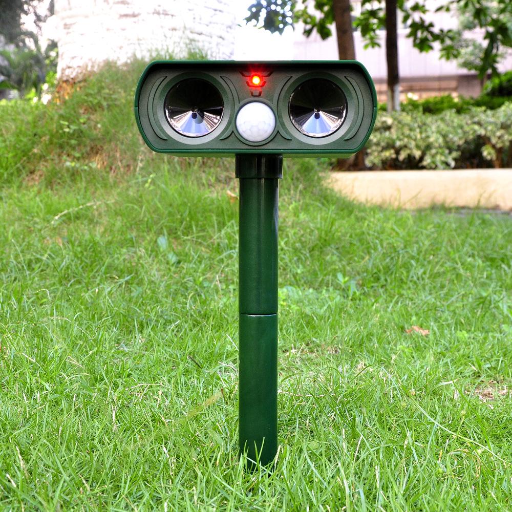 Solar Ultrasonic Animal Repeller for Birds, Dogs, Cats, Snakes, Insects, and Rodents - Outdoor Use for Orchards