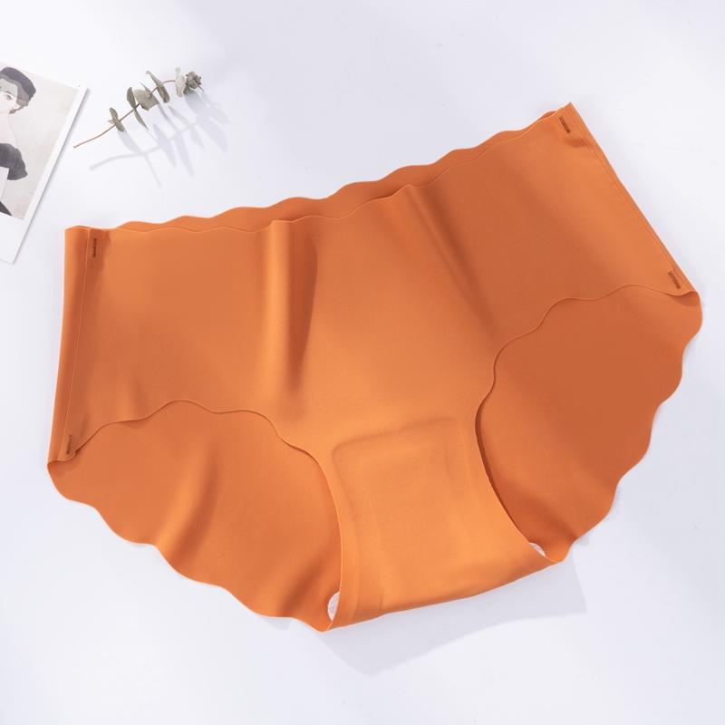 Ice Silk Seamless Breathable Mid-waist Underwear Panties for Women Wave-like Hip-lifting and Tummy-controlling Sexy Panties Briefs