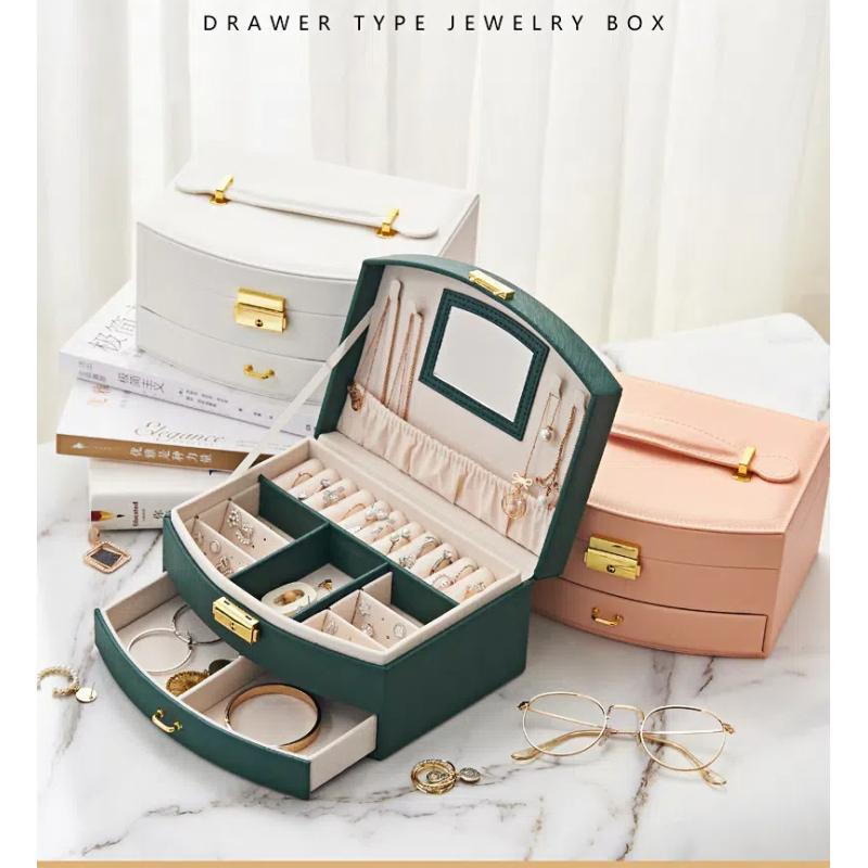 Multi-layer lockable jewelry box, jewelry storage box, princess children's jewelry box, ear jewelry drawer-type storage box