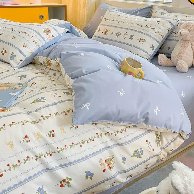Strawberry Garden Small Floral 60TC Cotton Bedding Set
