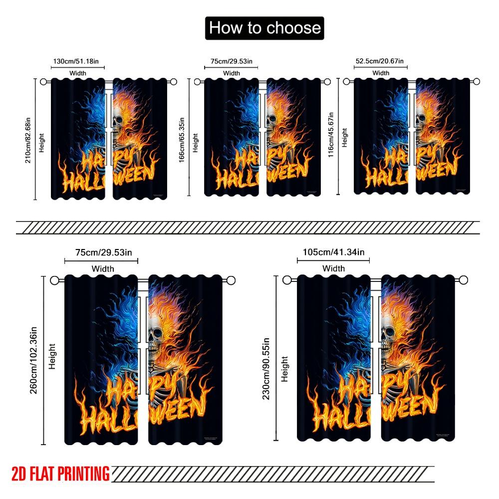 2pcs,2D Plane Printing Creative Curtains Halloween Ghost (14) Versatile Fabric (without Rod) Room Decor Ldeal for Bedroom Living