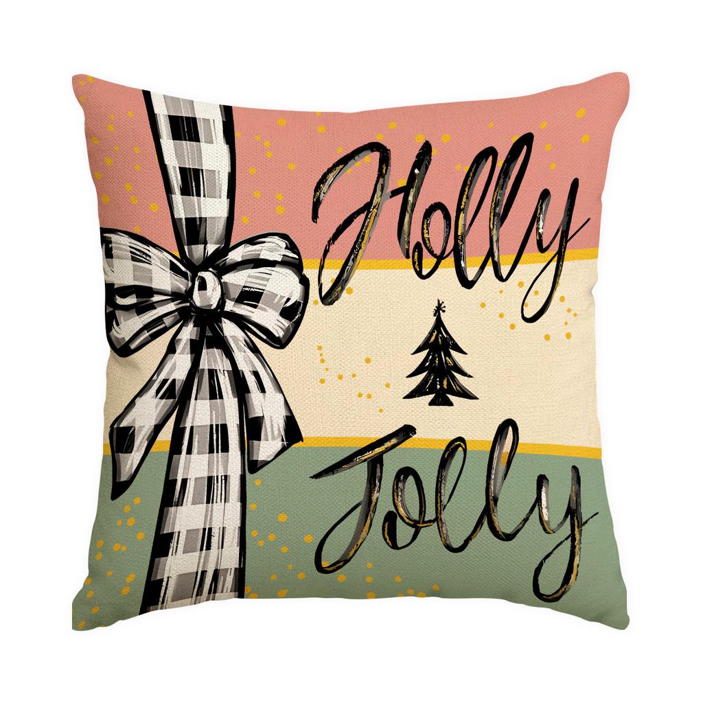 1/4pcs Christmas Black Christmas Tree Pattern Printed Pillow Cover, Decorative Home Sofa, Suitable for Living Room and Room