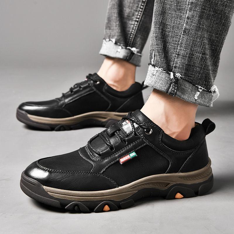 Casual Shoes Men's Spring New Low-top Lace-up Hiking Shoes British Business Leather Shoes Men's