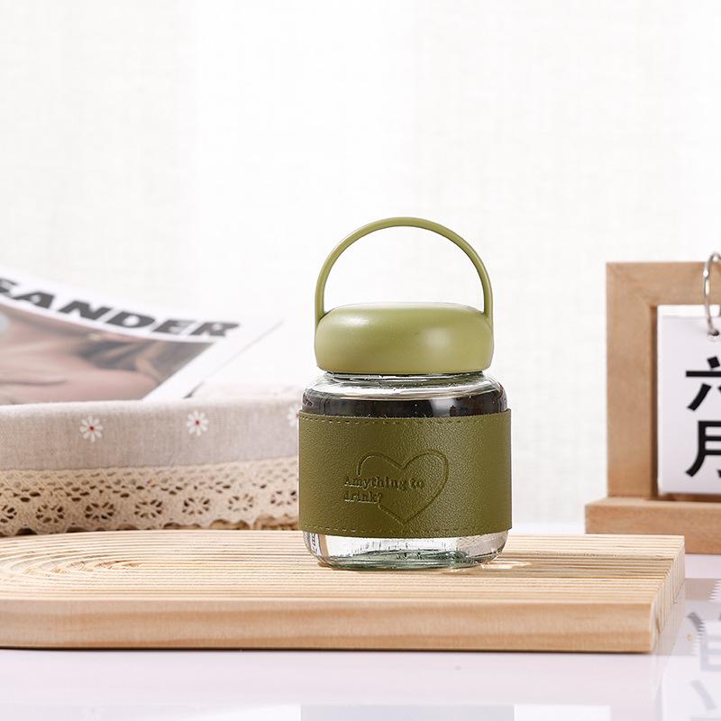 

Мини и милая пузатая кружка Офисная простая чашка для воды Нишевая летняя портативная стеклянная чашка 300ml зелёный