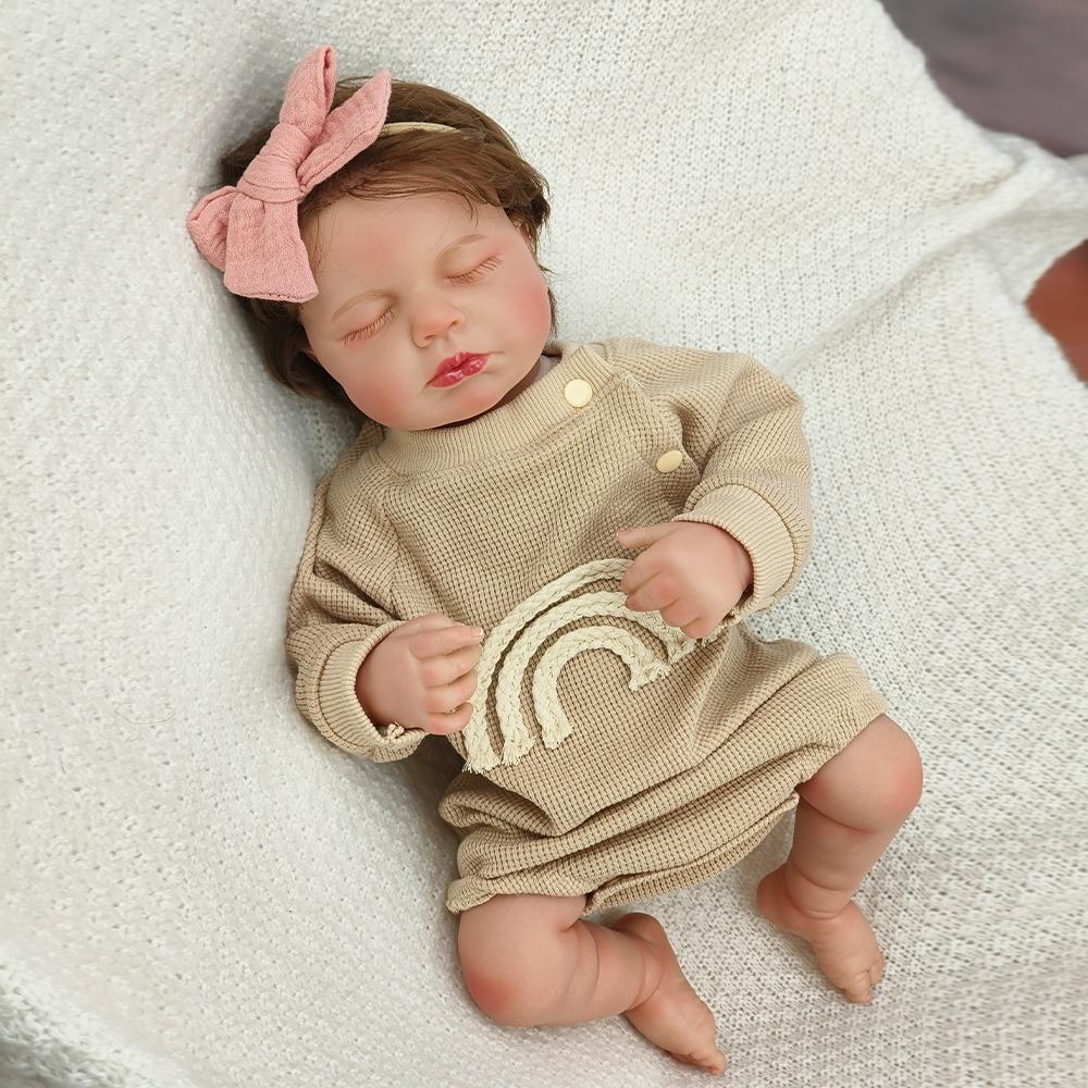 Reborn Bebe Loulou Newborn Dolls Sleeping Baby Handmade Painted Lifelike 3D Skin with Visible Veins Doll Toy