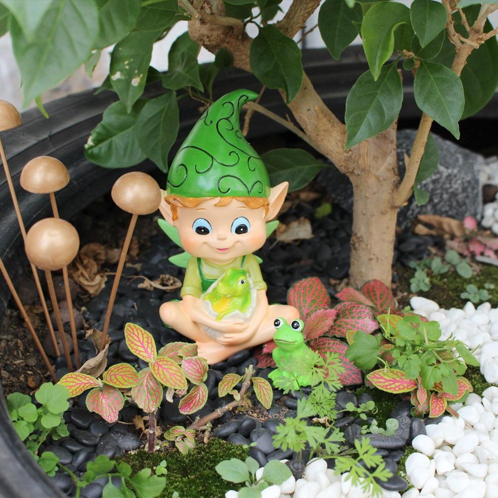 Resin Crafts Garden Elf Decor Funny Frog Figurine Creative Elf Frog Statue  Bonsai Decoration