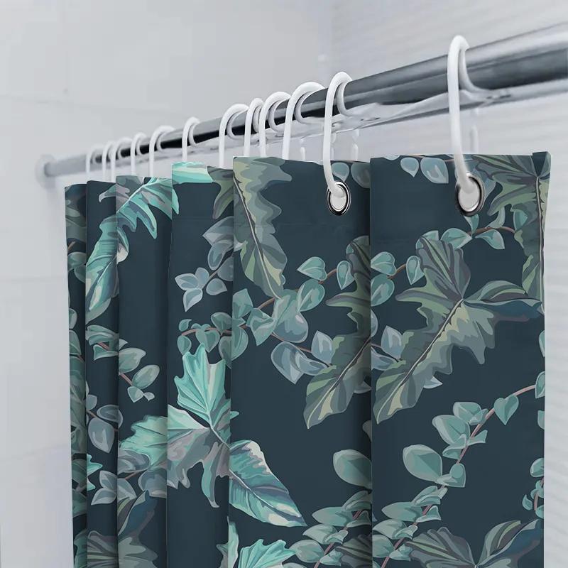Outdoor Floral Print Shower Curtain Fabric Waterproof Bath Decor Home Decoration Waterproof Window Treatment Panel