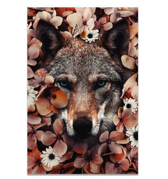 Nordic Flower Animal Mural Tiger Lion Zebra Poster And Print Mural Living Room Canvas Modern Classical Decorative Painting