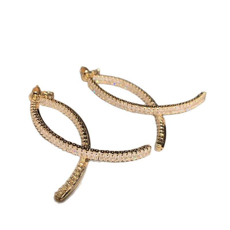 S911 Silver Needle South Korea Dongdaemun High-end Texture Micro-inlaid Zircon Earrings Women's Fashion Temperament Versatile Super Flash Earrings