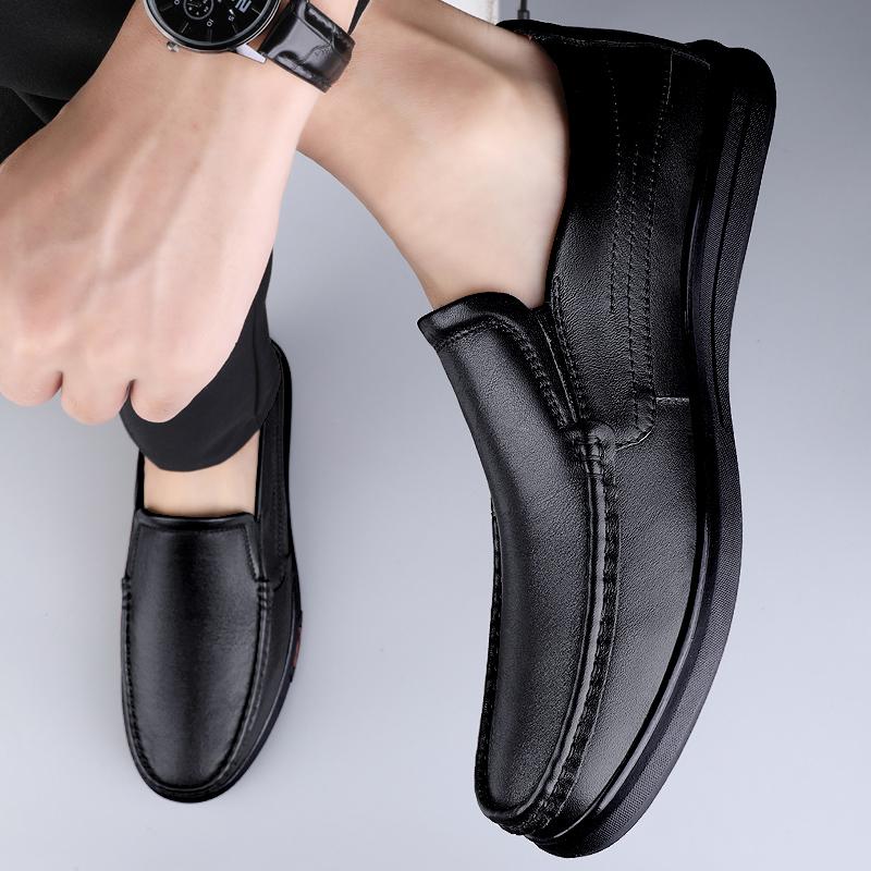 Zapatos de cuero suave para hombre Zapatos de conducción casuales Zapatos casuales de cuero para negocios para hombre Zapatos sin cordones de cuero genuino para hombre