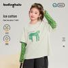 Girls' Fake Two-Piece Polka Dot Cartoon Print Long Sleeve T-shirt