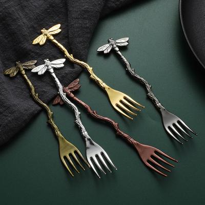 Dessertgabel mit Libellenhenkel Obstkuchengabel für Geburtstagsfeier Zuhause Elegantes Naturinspiriertes Geschirr Geschenk für Food-Liebhaber