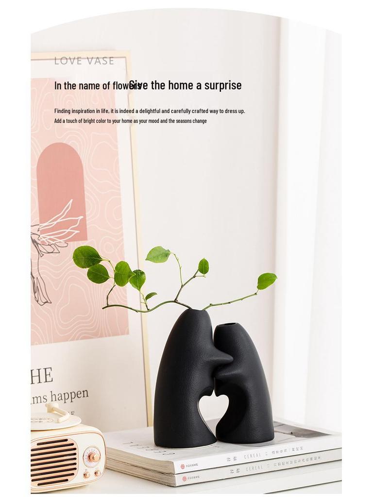 Wabi-Sabi Ceramic Vase Pair: Elegant Art Decor for TV Cabinet & Living Room
