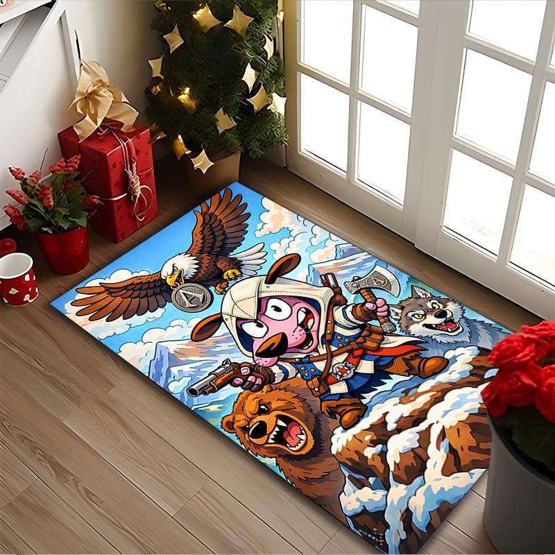 Courage the Cowardly Dog Print Area Rug, Multi-functional Office Chair Sofa Carpet, Easy Clean Carpet for Home and Living Spaces