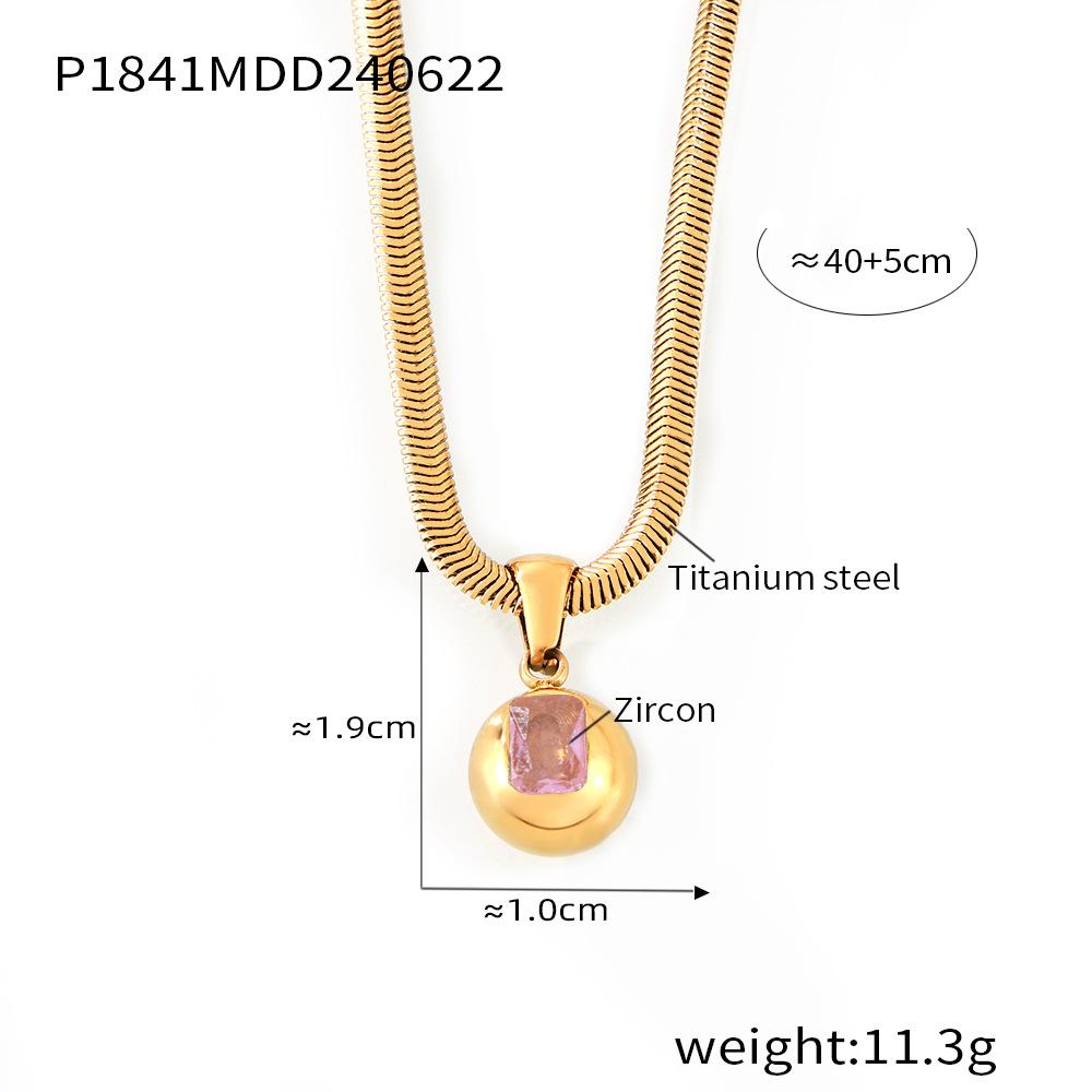 18k Gold-Plated Titanium Steel Zircon Geometric Pendant Necklace